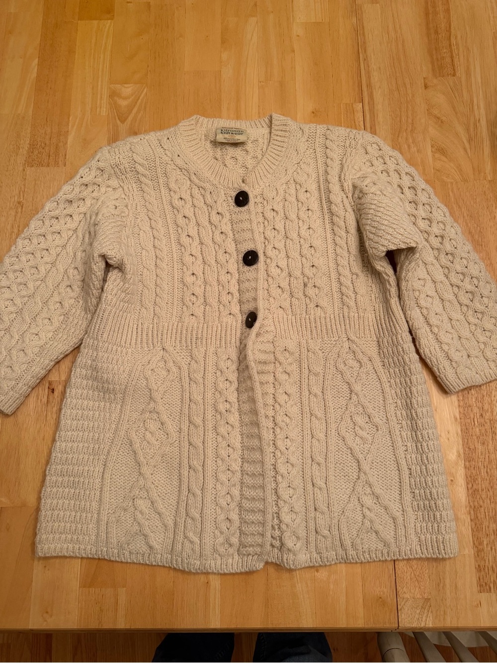 Cream Cable Knit Button-Front Cardigan Sweater